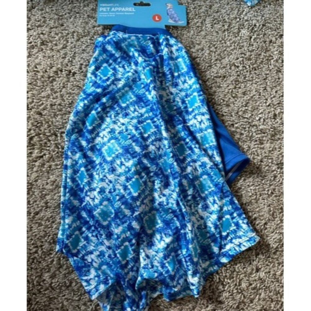 Vibrant Life Dog & Cat Clothing: Tie-Dye Print Tee Shirt, Blue, Size Large